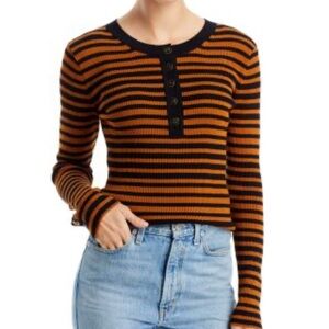 Karl Lagerfeld Paris Striped Henley Sweater